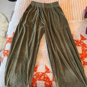 Red sky sage green velvet pant